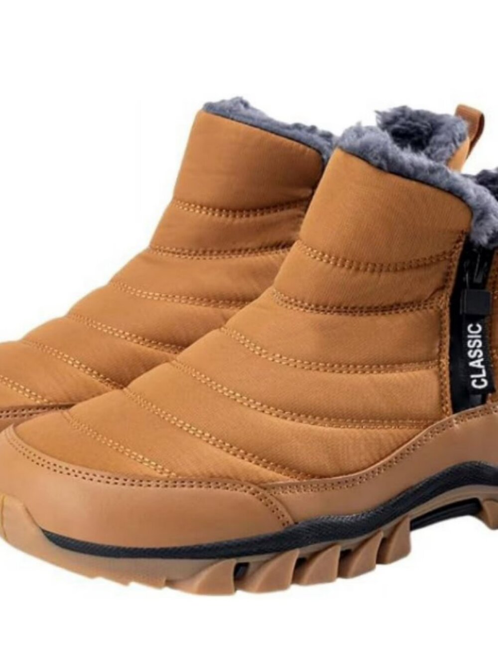 Men's Slip On Snow Boots with Warm Plush Lining